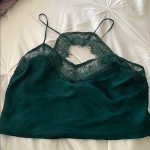 Emerald green silk tank